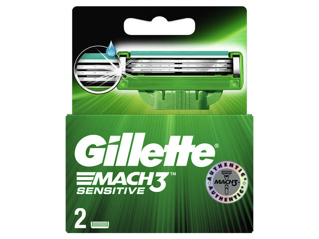 Recharges de lames de rasoir Mach3 Sensitive Gillette 2 unités.