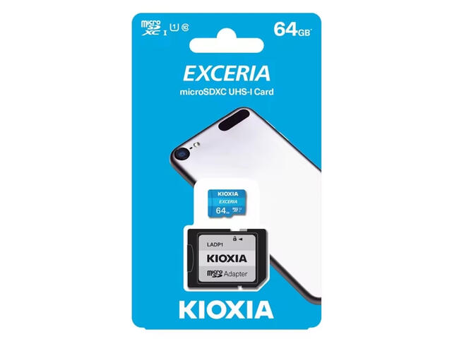 Carte MicroSDXC Exceria avec Adaptateur Kioxia 64Go