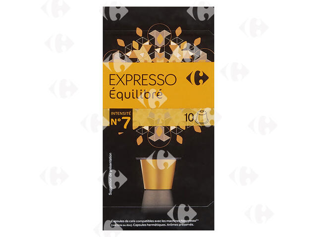 Café en Capsules Expresso Equilibré Carrefour N7x10