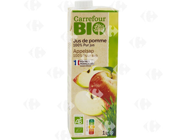 Jus de Pomme Bio 100% Pur Jus Carrefour Bio 1L.