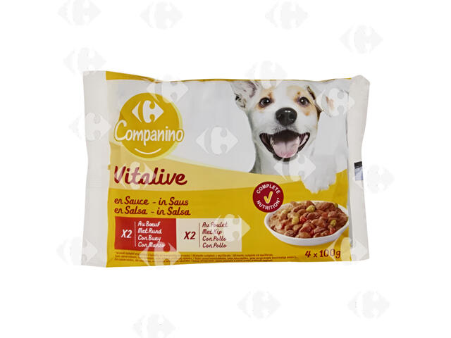 Pâtée pour Chien Adulte au Bœuf & Poulet Carrefour.