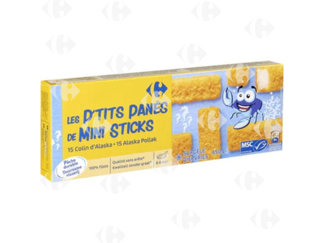 Bâtonnets Panés Colin d'Alaska Carrefour Blanc 450g