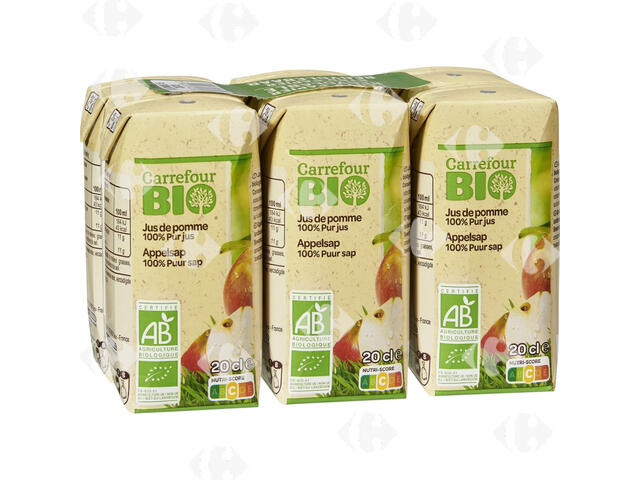 Jus de Pomme Bio 100% Pur Jus Carrefour Bio 6x20cl