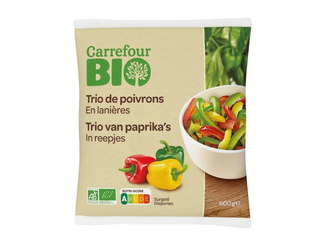 Trio de Poivrons en Lanières Carrefour Bio 600g