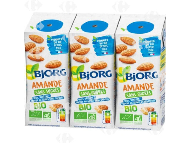 Boisson Végétale d'Amande Sans Sucres Bio Bjorg 3x25cl