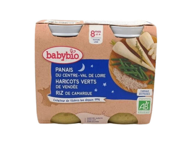 Pot panais Haricots Verts Riz Babybio 2x200g.