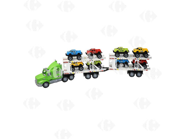 Jeu de Camion Transporteur avec 8 Voitures Speed Track 68cm