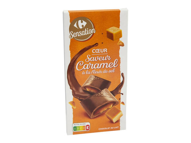 Tablette Chocolat au Lait Fourrée au Caramel Carrefour 125g