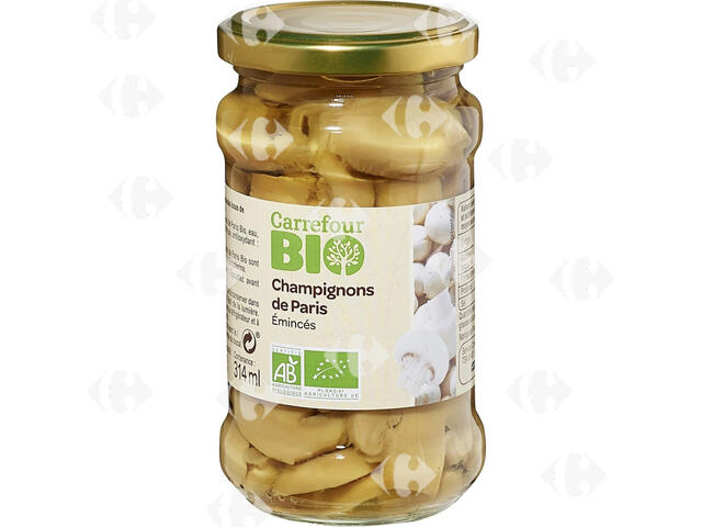 Champignons Bio de Paris Emincés Carrefour Bio 280g.