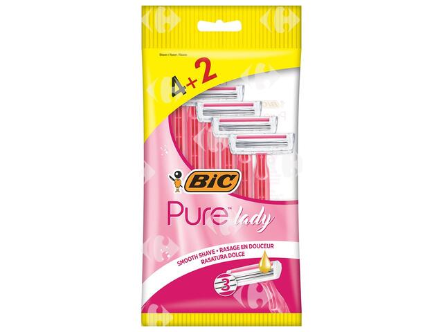 Rasoirs Jetables Femme Pure 3 Lady Pink Bic 4+2 unités.