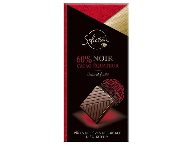 Tablette Chocolat Noir 60% Cacao Carrefour Selection 80g