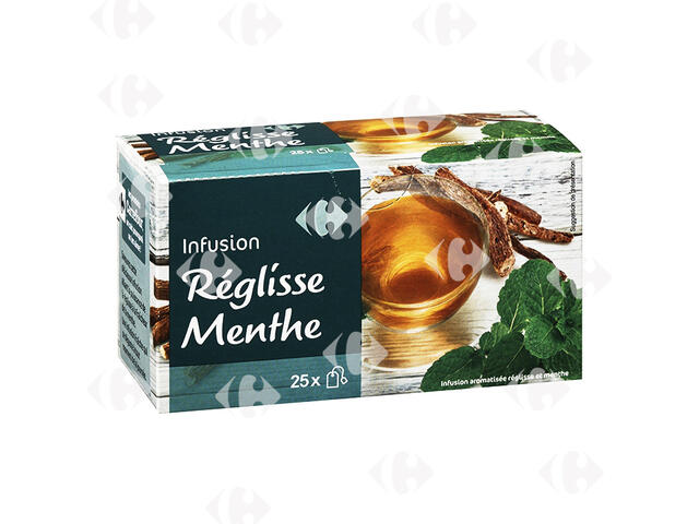 Infusions Réglisse Menthe Carrefour 25 sachets