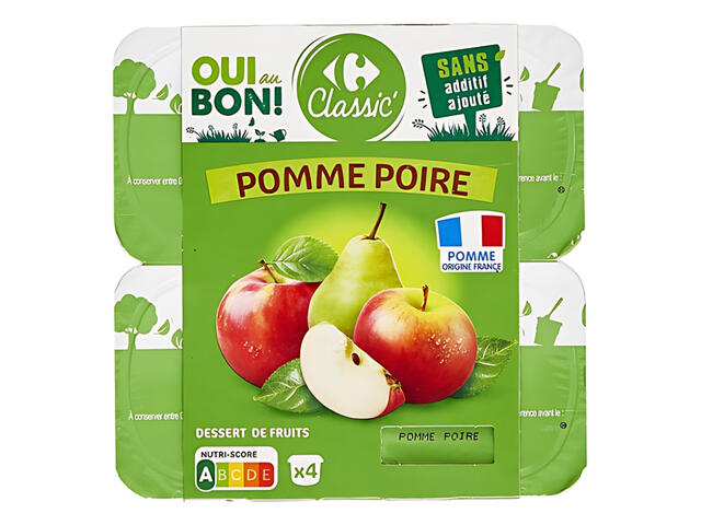 Compote Pomme et Poire Carrefour Classique 100g 4 unités