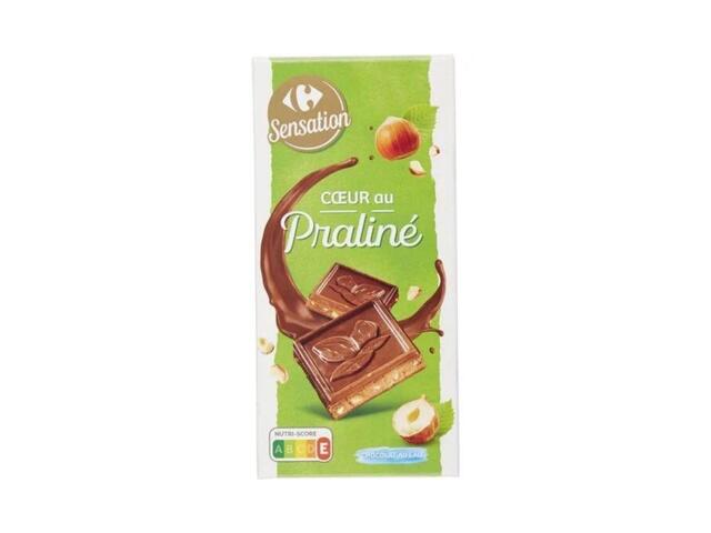 Chocolat au Lait Fourré Noisette Praliné Carrefour Sensation 150g