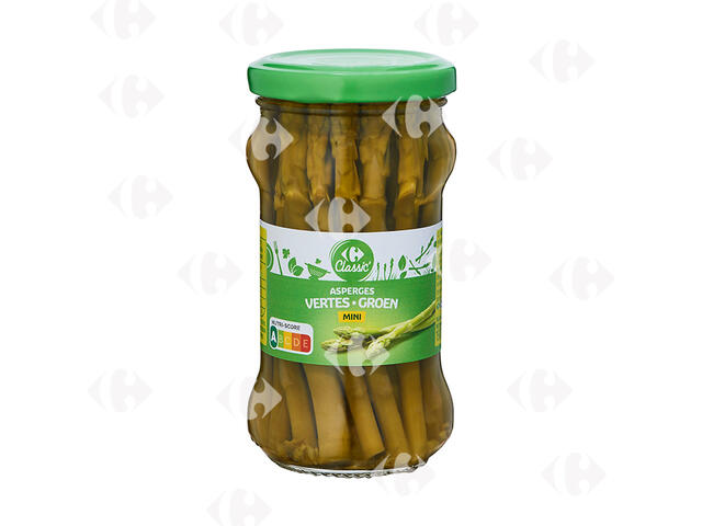 Bocal en Verre Asperges Vertes Miniatures Carrefour 100g.