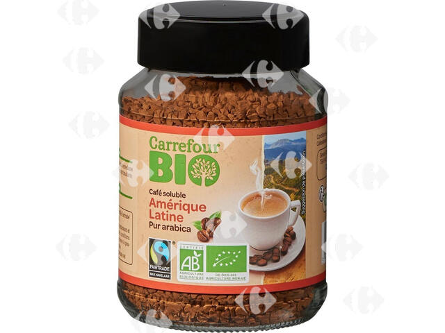 Café Soluble Amérique Latine Carrefour Bio 100g.