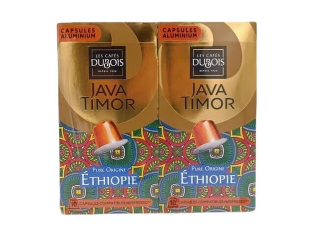 Lot de Capsules de café Ethiopie Java Timor Dubois 2x10 pièces