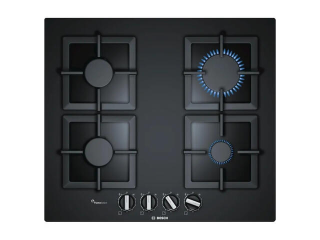 Table de Cuisson Bosch 4 Foyers Gaz Verre Noir 60 cm