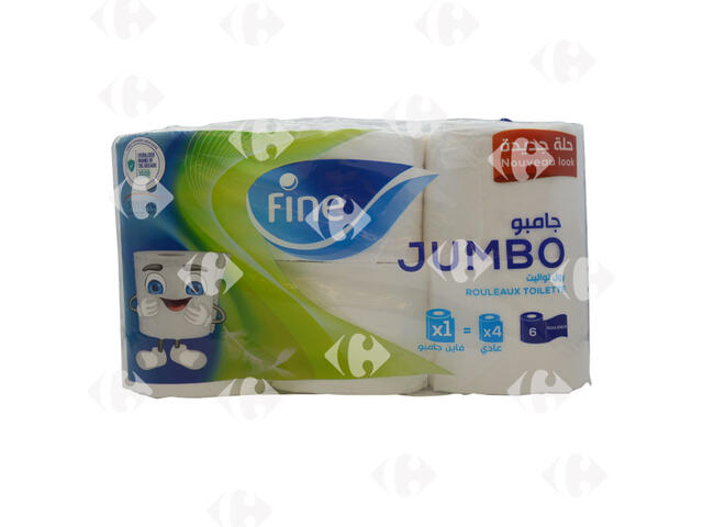 Papier Hygiénique 2 Plis Jumbo Fine 6 rouleaux