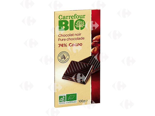 Tablette Chocolat Noir 74% Cacao Carrefour Bio 100g