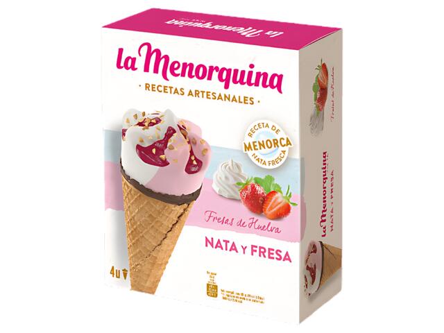 Cornets aux Fraises Crème La Menorquina 4x65ml