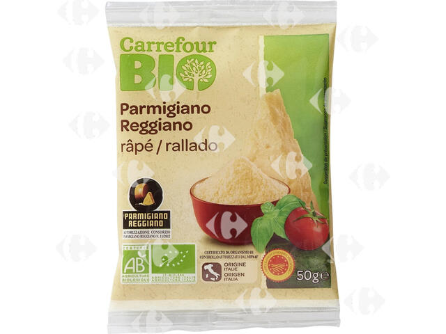 Fromage Râpé Bio Parmigiano Reggiano Carrefour Bio 50g.