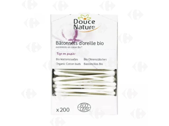 Bâtonnets d'Oreille Bio Douce Nature 200 unités.