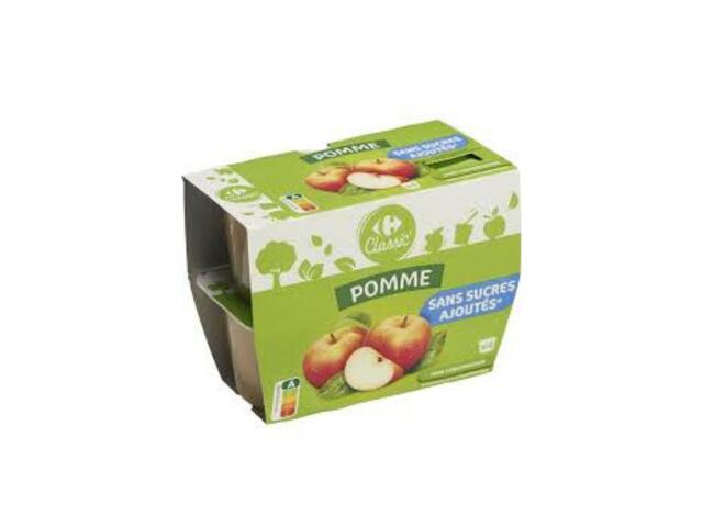 Compote Pomme sans Sucres Ajoutés Carrefour Classic 4x100g