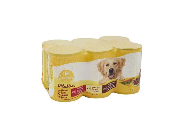 Pâtée pour Chien Adulte au Bœuf au Poulet et à l'agneau Carrefour Companino 6X400g