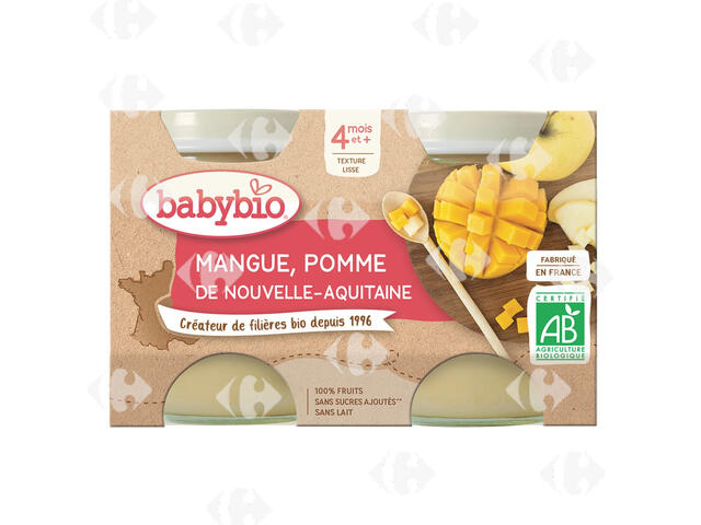 Pot Mangue Pomme Sans Sucres Ajoutés Bio Babybio 2x130g