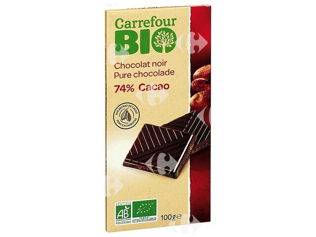 Tablette Chocolat Noir 74% Cacao Carrefour Bio 100g