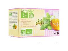 Infusion Bio Menthe Douce et Thym Carrefour Bio 20 unités