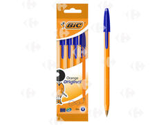 Stylo à Bille Orange Fine Assorti Bleu Bic 4 unités.