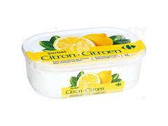Sorbet au Citron Jaune en bac Carrefour 1L