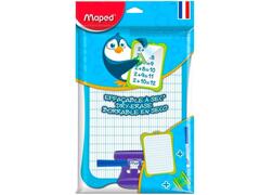 Ardoise Effaçable + Porte Accessoires + Feutre + Brosse Maped
