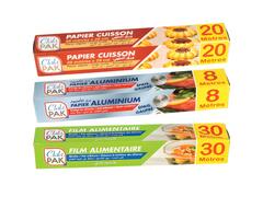 Lot Papier Cuisson Chikipak 20m + Papier Aluminium 8m + Film alimentaire 30m