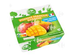 Compotes Pomme Mangue et Passion Carrefour 4x100g