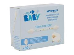 Coton Tiges Bébé 100% Coton Carrefour Baby 50 unités
