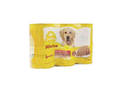 Pâtée Pour Chien Adulte au Bœuf à L'Agneau & Poulet Carrefour Companino 3x1,2kg