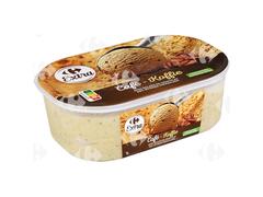 Crème Glacée Café avec des Morceaux de Chocolat en bac Carrefour 1L