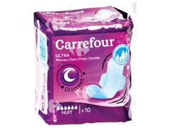 Serviettes Ultra Minces Nuit Carrefour 10 unités