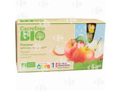 Compote Bio Pomme Sans Sucres Ajoutés Carrefour Bio 12x90g.