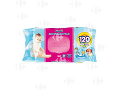 Lingettes Bébé Angel sans Parabène ni Alcool Ultra Compact 120 unités.