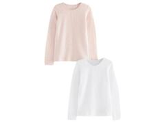 T-shirt Fille Rose/Blanc Manches Longues 100% Coton TEX