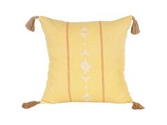 Coussin Carré Brodé Berbère Jaune Kasa 45x45cm