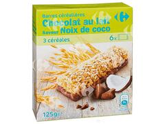 Barres de Céréales Chocolat au Lait et Noix de Coco Carrefour 125g