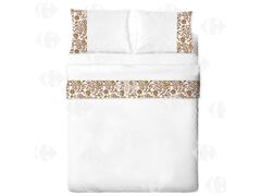 Ensemble Drap Plat avec Bande Fleurie et Taie Kasa 220x270cm