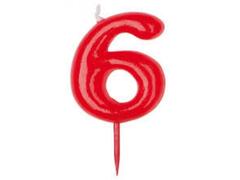 Bougie Anniversaire Rouge Numéro 6