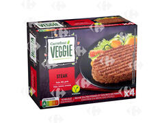 Steak Végétarien Blé Soja et Pois Carrefour Veggie 4x100g.