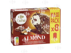 Bâtonnet de Glace Chocolat, Amande & Vanille Carrefour 8x110ml.